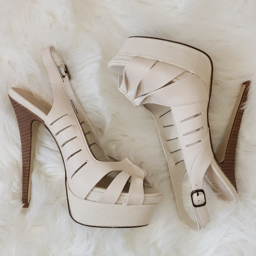 Cream color platform slingback heels